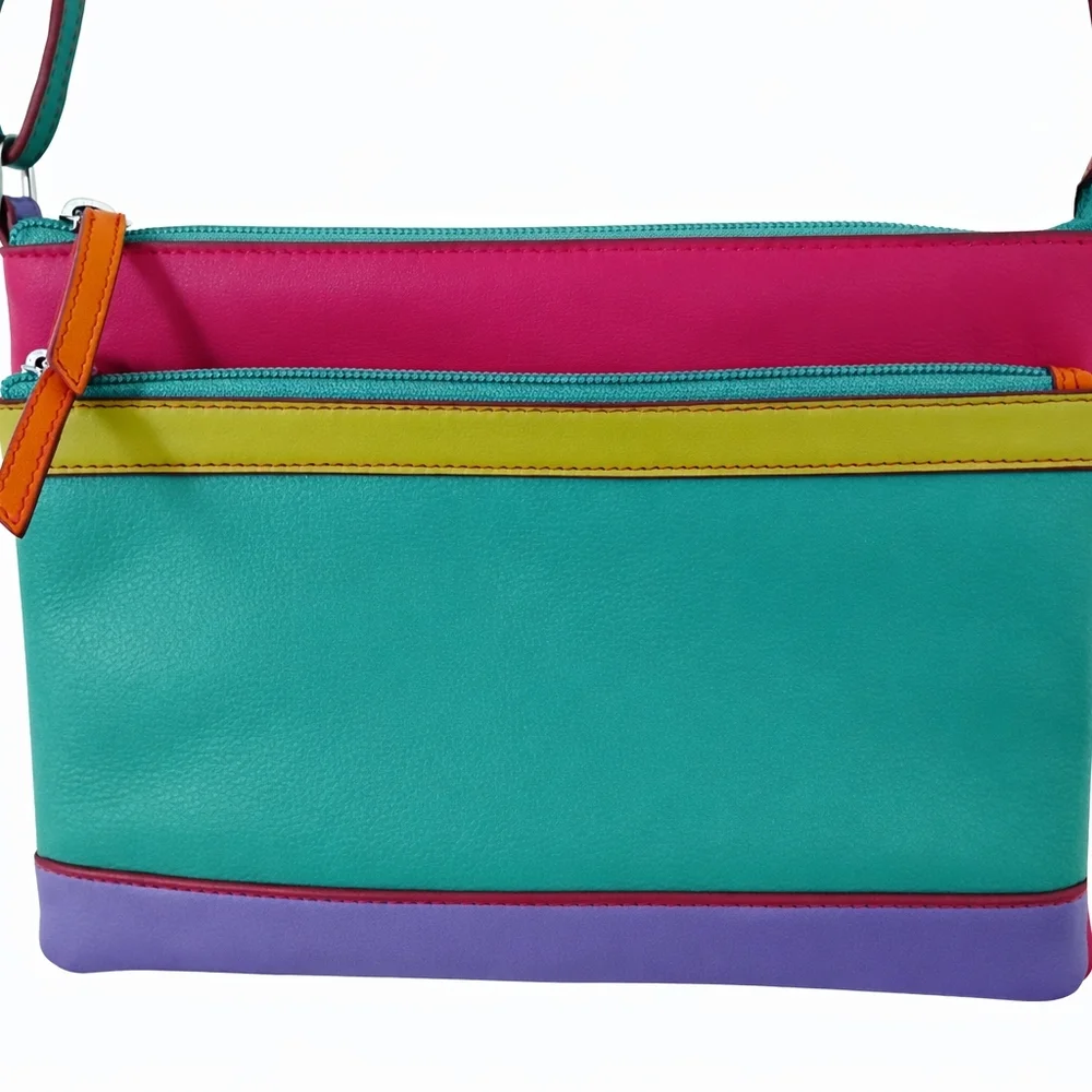 👜 ILI New York Genuine Leather RFID Crossbody Purse – 90s / Y2K - Picture 2 of 10